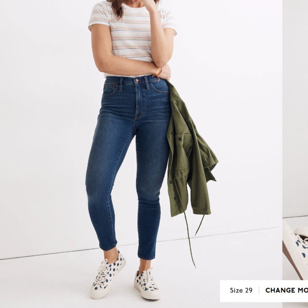 Madewell 10" High-Rise Roadtripper Supersoft Jeans in Playford Wash, size 28